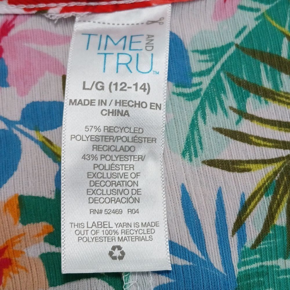 Time and Tru sheer tropical tunic beach coverup Sz L (12-14) NWOT - Picture 7 of 7